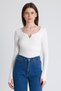 White Viscose/Soft Fabric Accessory Finger Detail Blouse 1476