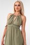 Muslin Summer Dress Knitted Detail 100% Cotton Natural Fabric Green