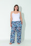 Women's Plus Size Blue Color Floral Print Loose Bottom Home Wear - 3