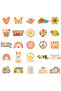50PCS 50PCS Groovy Boho Hippie Stickers Retro English Alphabet Account Material Phone Case Laptop Lu - 4