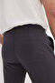 Men's Anthracite 100% Cotton Slim Fit Slim Fit Trousers with Tie Waist and Side Pockets - 5