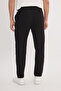 Men's Black 100% Cotton Slim Fit Slim Fit Tie Waist Side Pocket Trousers - 6