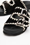 Dericlub Women's Drawstring Double Strap Casual Slippers Real Suede Leather Zy 7900 Black - 3