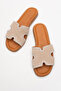Dericlub Women's Stone Banded Slippers Real Suede Leather Zy 8126 Beige - 5