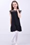 Girl's Lace Detailed Cotton Black Dress - 3