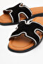Dericlub Women's Stone Banded Slippers Real Suede Leather Zy 8126 Black - 3
