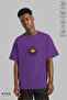 Unisex Crew Neck Sunset Printed Cotton Oversize Short Sleeve T-Shirt - 2