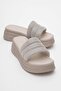 Women's Thick Stone Piping Slippers Beige