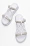 Women's Stone Flat Slippers White White - 5