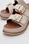 Woman's double buckle slippers beige - 3