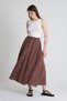 Brown Linen Look 100% Cotton Buttoned Midi Skirt 3419 - 3