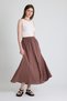 Brown Linen Look 100% Cotton Buttoned Midi Skirt 3419 - 4