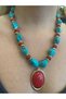 Women's Natural Stone Red Coral Stone Summer Necklace