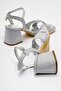 Women's High Heel Shoes Silver Satin - 4