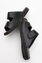 Dericlub Men's Double Strap Slippers Real Leather Dc 1182 Black - 6