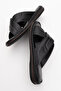 Dericlub Men's Cross Strap Slippers Real Leather Dc 1170 Black - 6