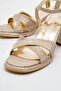 Women's Glitter Heeled Shoes Gold Sim - 3