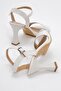 Women's Single Strap Heeled Sandals White Skin - 4