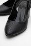 Studded Open Women's Heeled Shoes Black Skin - 3