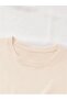Pink Lily Chest Printed Cotton Combed Beige T-Shirt - 3