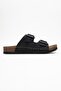 Woman's double buckle slippers black - 2