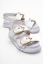 Women's Double Buckle Velcro Sandals White
