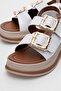 Women's Gold Buckle Sandals White - 3