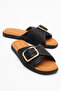 Dericlub Women's Single Belt Strap Slippers Real Leather Zy 8141 Black - 2