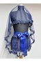 Amour Sparkling Sequin and Beads Decorated Modern Henna Veil Set Navy Blue - 3