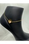 Elegant and Stylish Minimal Gold Gold Color Steel Anklet with Pearl Stone Heart Figure