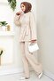 Belted Jacket Trousers Gabardine Suit 1557 - Beige - 5