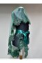 Serene Elegant Henna Veil with Lace and Bead Embroidery Green - 4