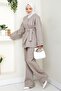Belted Jacket Trousers Gabardine Suit 1557 - Stone - 3