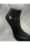 Elegant Clover Figured Gold Color Steel Anklet with Pearl Detail - 2