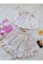 Women's Ruffle Detail Rope Strap Satin Shorts Set Nightgown