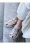 Bello Real Suede Leather Caged Ankle Strap Women's Sandals Beige - 8
