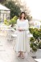 Women's White Square Necklace Bow Detail Pera Evening Dress - 6