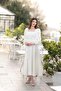 Women's White Square Necklace Bow Detail Pera Evening Dress - 2