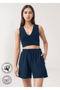 Women's Shorts with Muslin Pockets Navy Blue (100% Cotton)