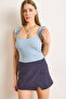 Women's Light Blue Strap Ruffle Lycra Camisole Blouse Blz-19000920 - 5