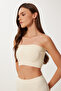 Stitch-Free Strapless Knitted Bustier Lgv0005 Cream - 3