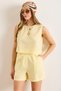 Women's Yellow Flam Linen Crop Blouse Blz-19002925 - 2