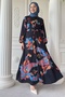 Abstract Transitional Gathered Black Shirt Dress - 2