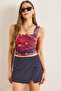 Women's Fuchsia Lined Tulle Blouse Blz-19003042 - 3