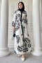 Wavy Leaf Pattern Black Viscose Dress - 2