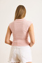 Women's Pink 5 Button Polo Neck Stretchy Cotton Blouse Blz-19003045 - 2