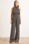 Women's Black Daisy Halter Neck Belted Woven Viscose Jumpsuit Tlm-19000164