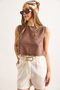 Women's Brown Flam Linen Crop Blouse Blz-19002925 - 6