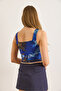 Women's Blue Lined Tulle Blouse Blz-19003042 - 5