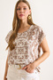 Women's Ethnic Mink V-Neck Woven Viscose Blouse Blz-19003048